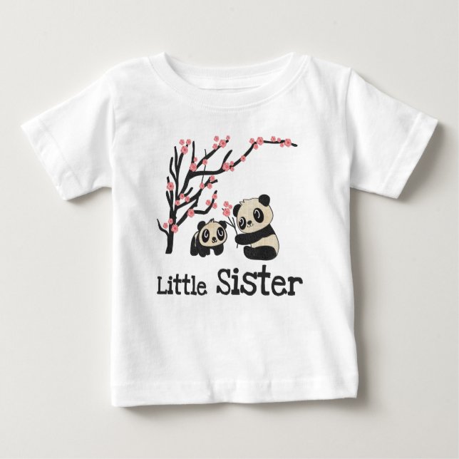 Panda Bears Little Sister Baby T-Shirt (Front)