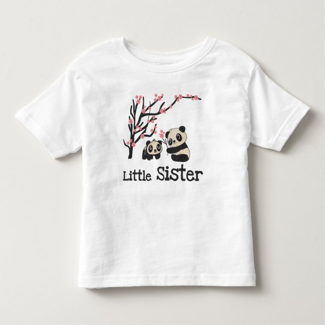 Panda Bears Little Sister Toddler T-Shirt (Front)