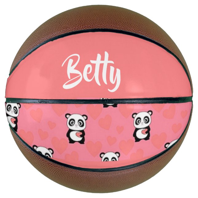 Panda bears love pink pattern basketball (Front)