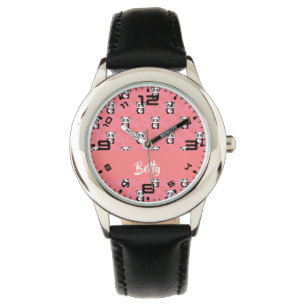 Panda bears love pink pattern watch