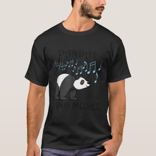 Panda Bears Musician Music Notes Eucalyptus T-Shirt (Front)