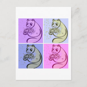 Panda Bears Pop Art Postcard