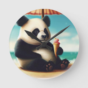 Panda Bears Round Clock