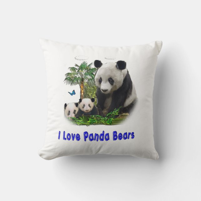 Panda Bears Throw Pillow (Front)