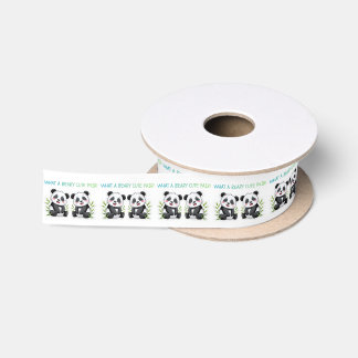Panda Bears, What A Beary Cute Pair, Twins Satin Ribbon