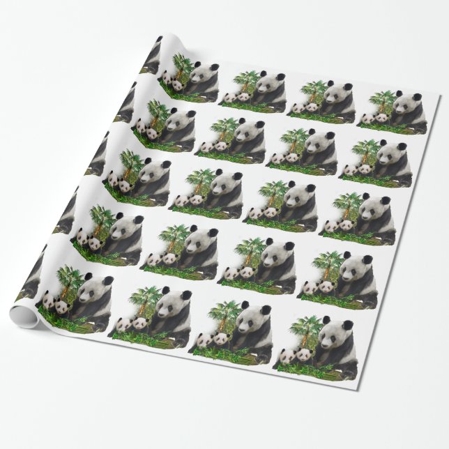 Panda Bears Wrapping Paper (Unrolled)