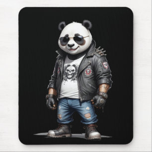 Panda Biker Rebel Leather Jacket Cool Style Urban Mouse Pad