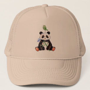 Panda & Bird Watercolors Illustration Trucker Hat
