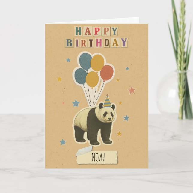 Panda Birthday Card – Personalised Name (Front)