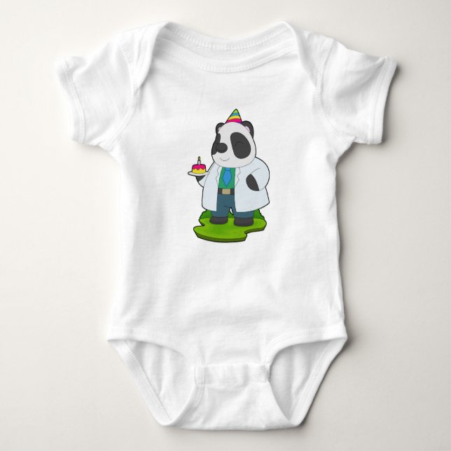 Panda Birthday Doctor Baby Bodysuit (Front)