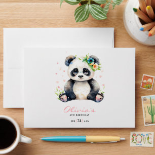 Panda Birthday Invitation, Panda Girl Birthday  Envelope