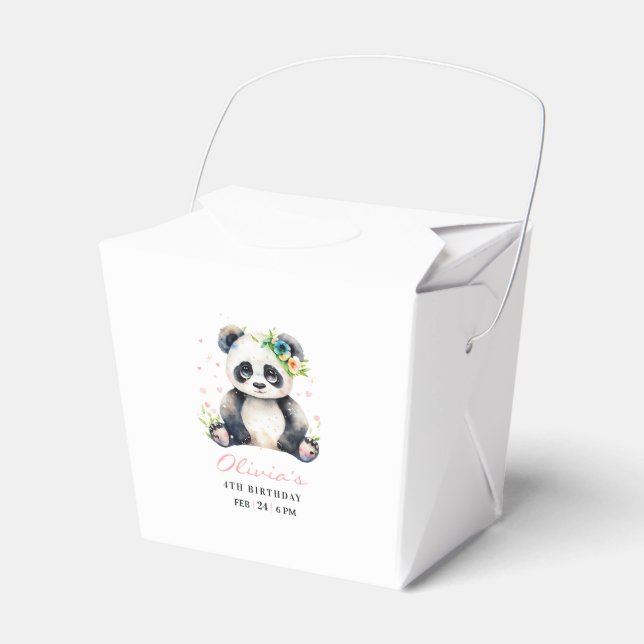 Panda Birthday Invitation, Panda Girl Birthday  Favour Box (Front Side)