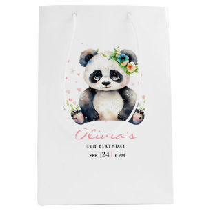 Panda Birthday Invitation, Panda Girl Birthday Medium Gift Bag