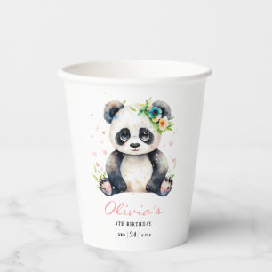 Panda Birthday Invitation, Panda Girl Birthday  Paper Cups