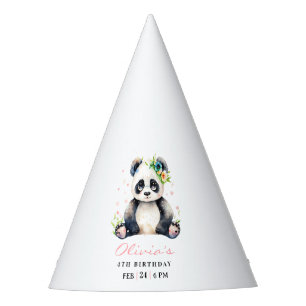 Panda Birthday Invitation, Panda Girl Birthday  Party Hat
