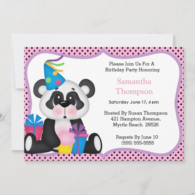 Panda Birthday Invitations (Front)