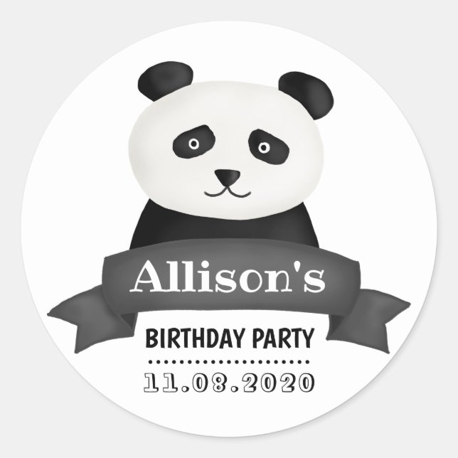 Panda Birthday Party Classic Round Sticker (Front)