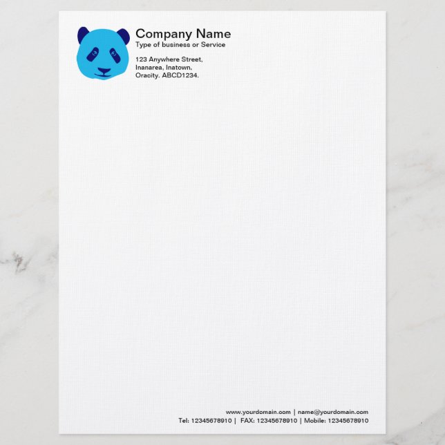 panda - Blue Custom Letterhead (Front)