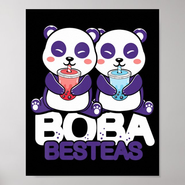 Panda Boba Bubble Tea Anime Kawaii Neko Girls  Poster (Front)