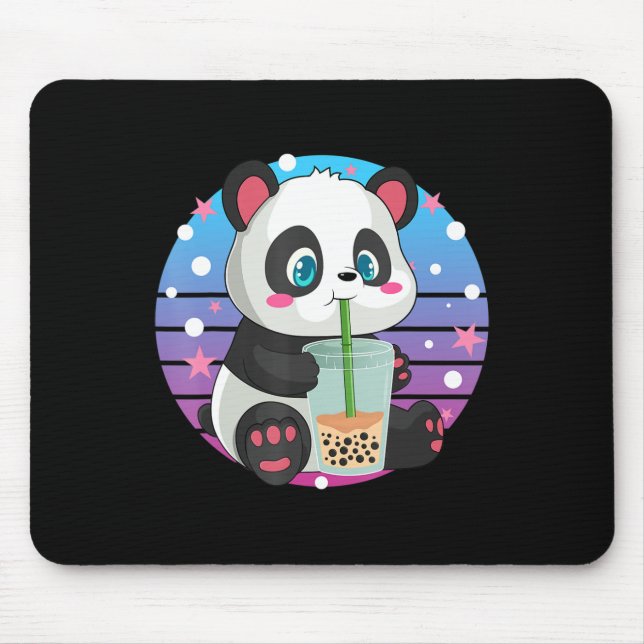 Panda Boba Tea Bubble Tea Anime Kawaii Neko  Mouse Pad (Front)