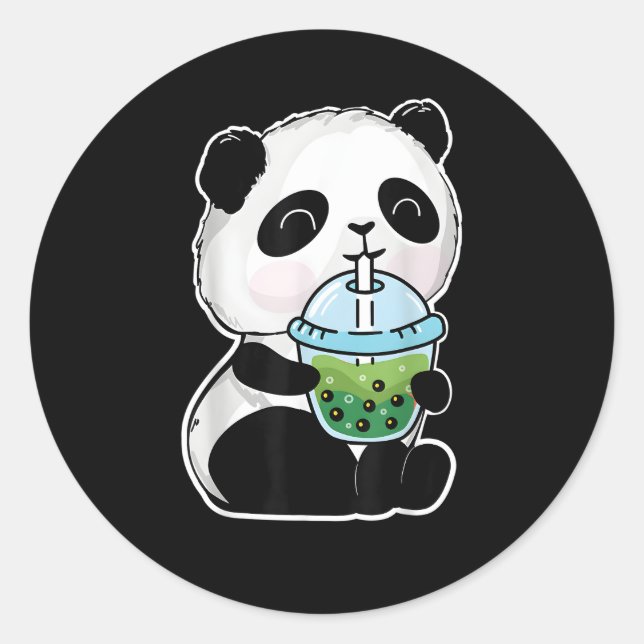 Panda Boba Tea Panda And Bubble Tea Classic Round Sticker (Front)