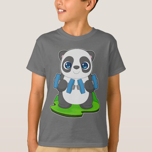 Panda Bodybuilder Dumbbell Bodybuilding T-Shirt (Front)