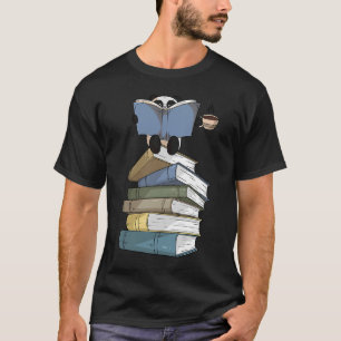 Panda Books Drinking Coffee Panda Bear Reading T-Shirt
