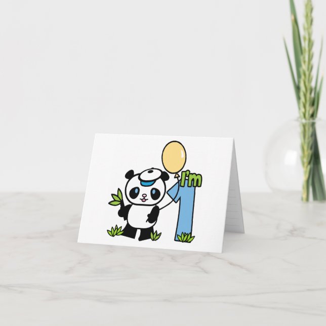 Panda Boy First Birthday Fill-in Invitations (Front)