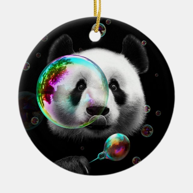 PANDA BUBBLE MAKER CERAMIC ORNAMENT (Front)