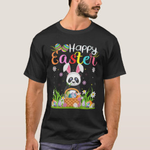 Panda Bunny Egg Hunting Funny Panda Happy Easter T-Shirt