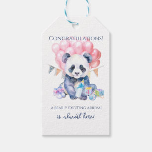 Panda bunting and balloons Baby Shower Gift Tags