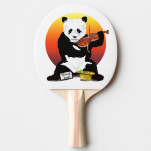 Panda Busking Playing a Violin Ping Pong Paddle