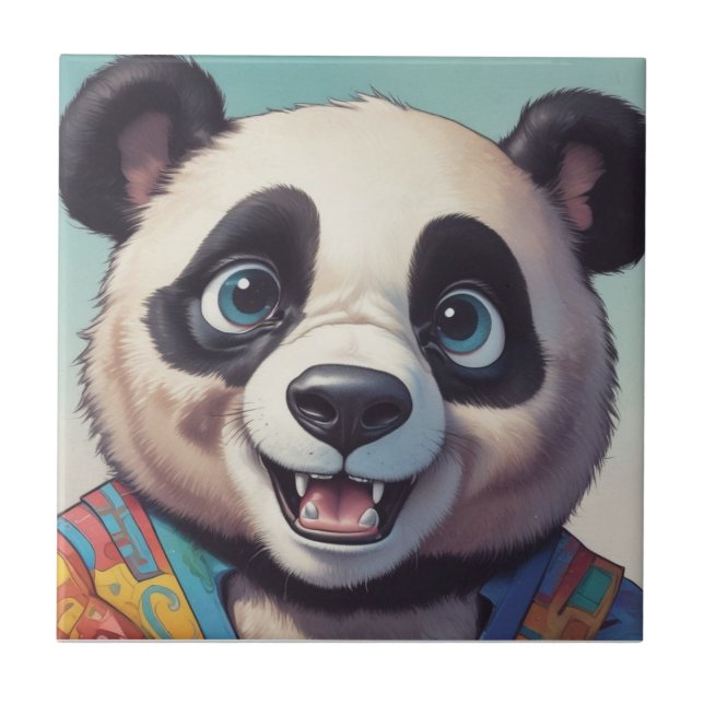 Panda Cartoon Drawing Art Ceramic Tile (Front)