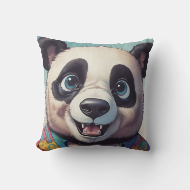 Panda Cartoon Drawing Art Cushion (Front)
