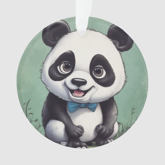 Panda Cartoon Drawing Art Ornament (Front)