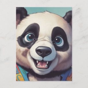 Panda Cartoon Drawing Art Postcard