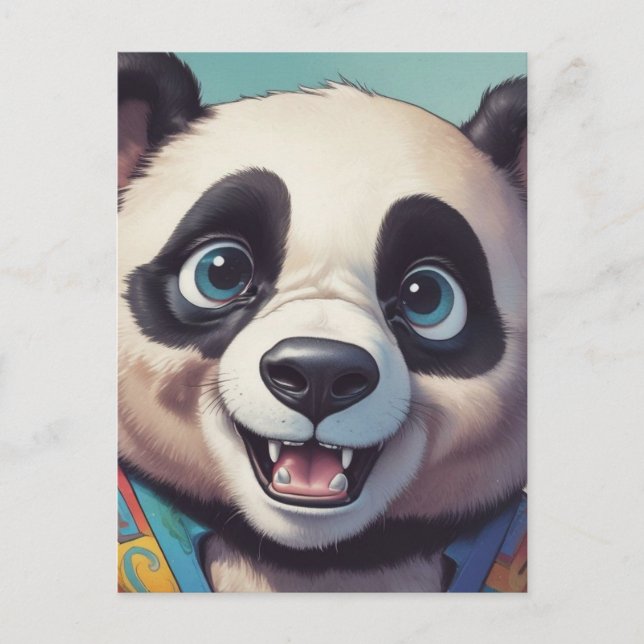 Panda Cartoon Drawing Art Postcard (Front)
