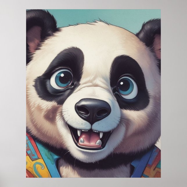 Panda Cartoon Drawing Art Poster (Front)