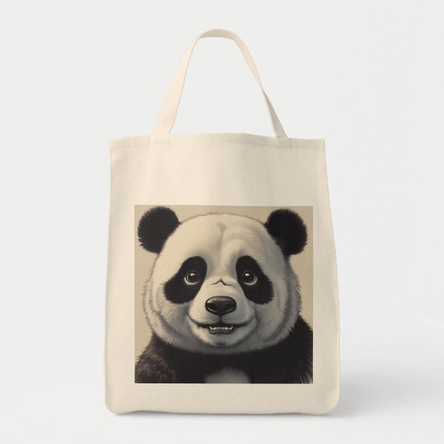 Panda Cartoon Drawing Art Tote Bag (Front)
