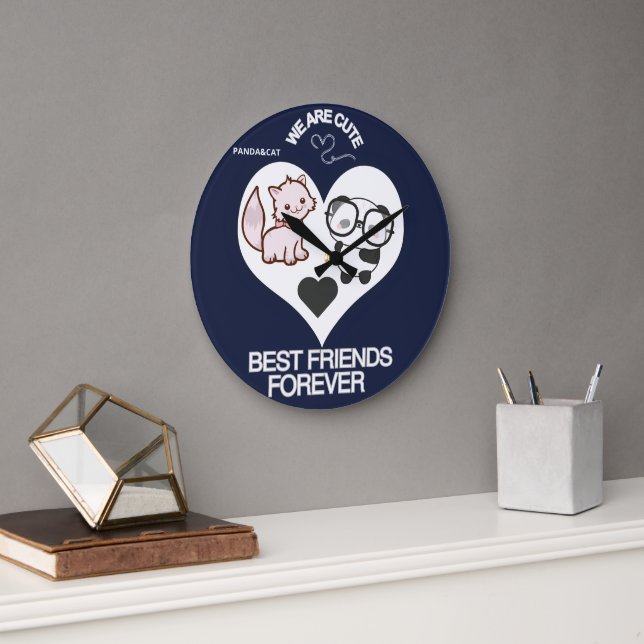 PANDA CAT Cute Large Clock (Office)