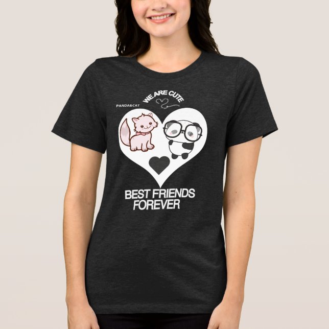 PANDA CAT Fun Cute  Tri-Blend Shirt (Front)