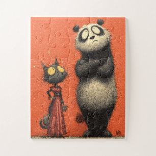 Panda & Cat in Red – Funny Puzzle