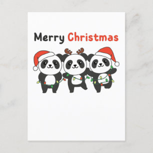 Panda Christmas Animals Pandas Merry Christmas Holiday Postcard