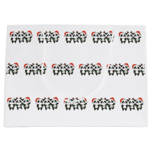 Panda Christmas Christmas Animals Cute Pandas Large Gift Bag