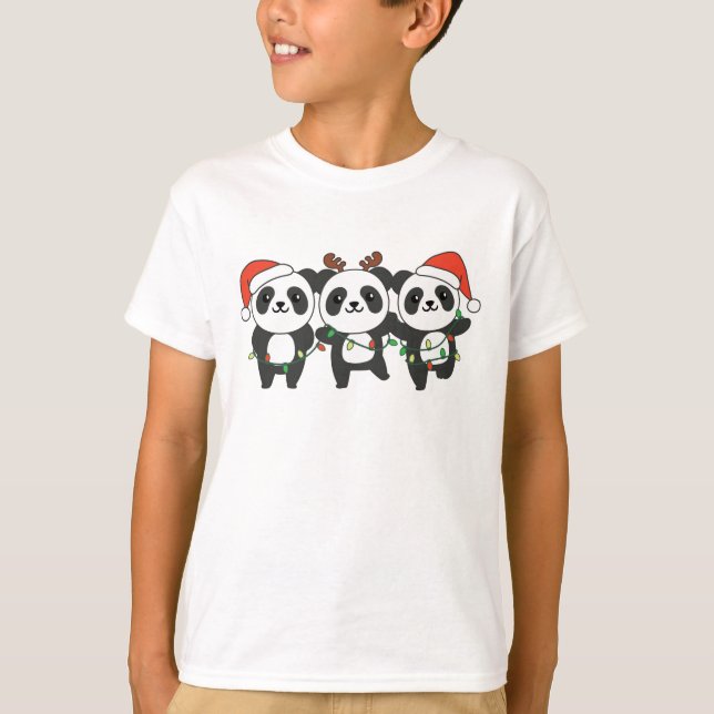 Panda Christmas Christmas Animals Cute Pandas T-Shirt (Front)