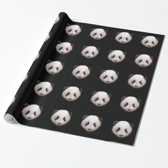 Panda Christmas Gift Wrapping Paper (Unrolled)