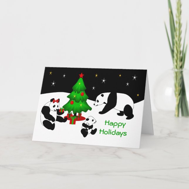 Panda Christmas Greeting Card (Front)