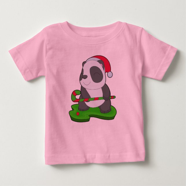 Panda Christmas Hockey Baby T-Shirt (Front)