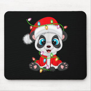 Panda Christmas Lights Santa Costume Cute Animal X Mouse Pad