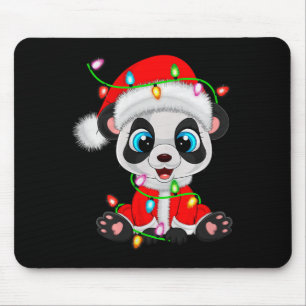 Panda Christmas Lights Santa Costume Cute Animal X Mouse Pad